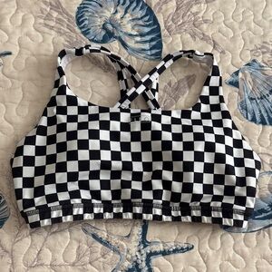 Fleo Black and White Checkered Sports Bra